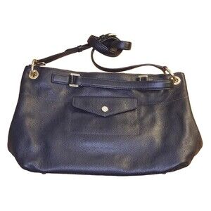 Michael Kors Black Satchel Shoulder Bag Handbag Hamilton Pebbled Leather EUC